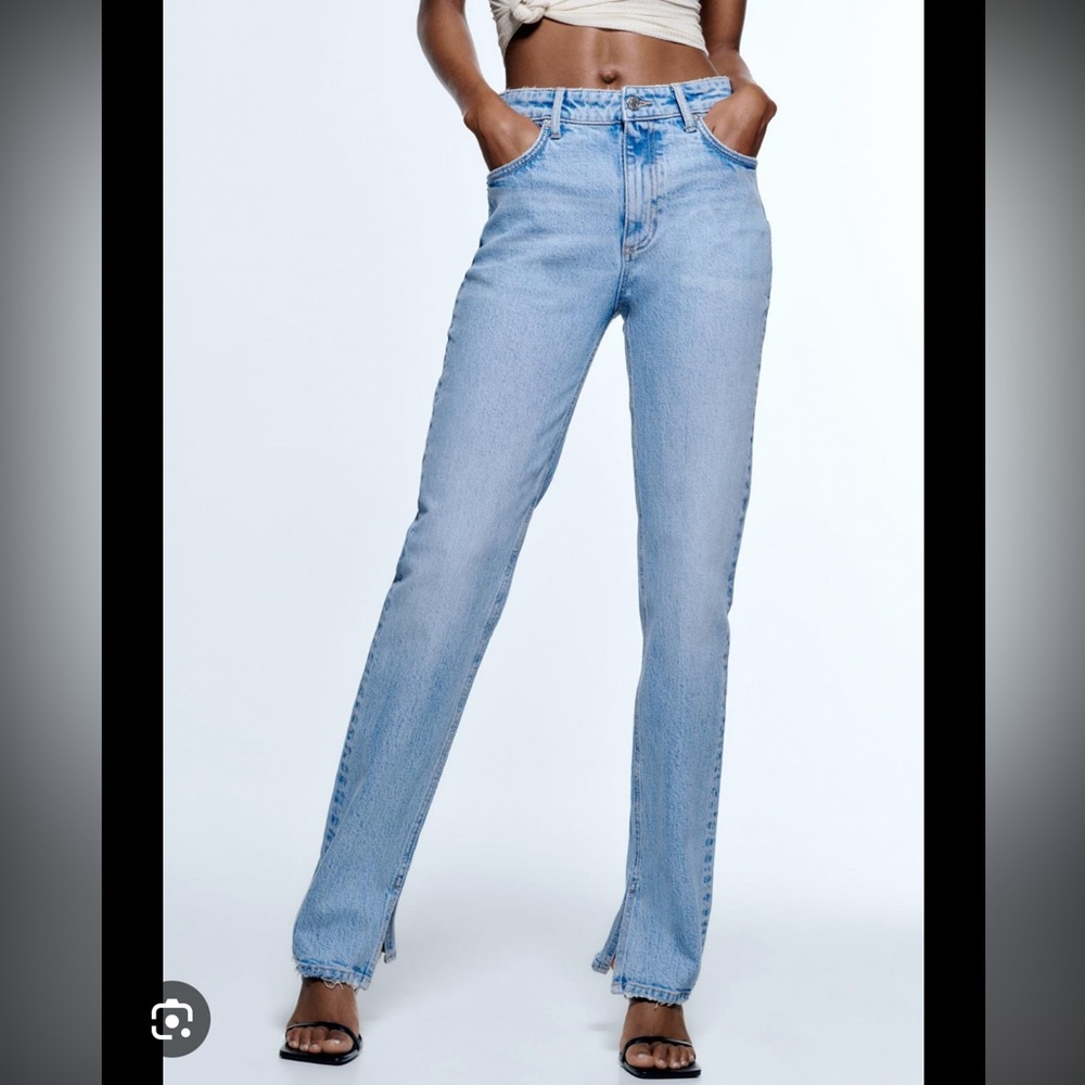 Zara slim straight split hem jeans